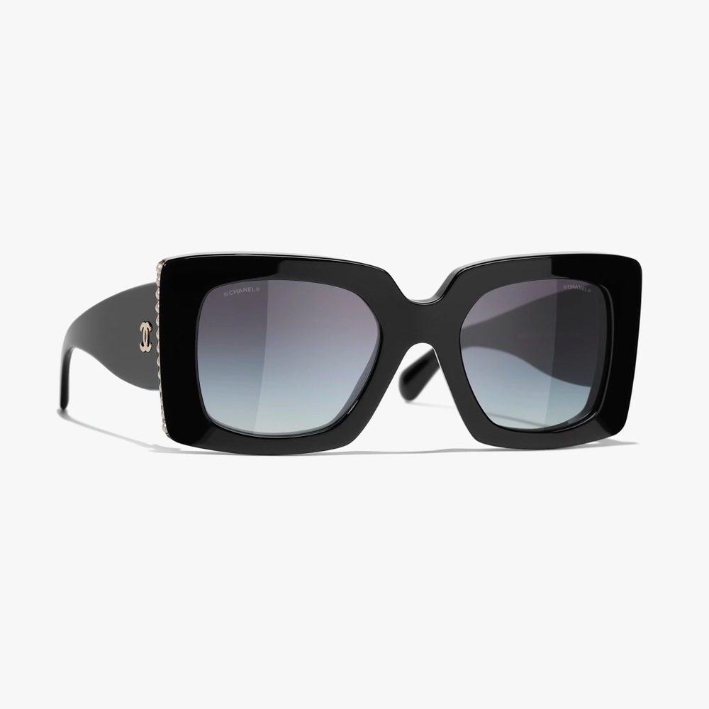 CHANEL square sunglasses with pearls